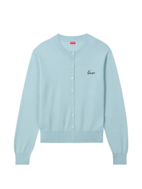 Kenzo logo-embroidered button-up cardigan Blue FG62CA7633LB