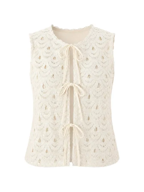 MC2 Saint Barth crochet-knit tie-fastening vest Neutrals VEM0001
