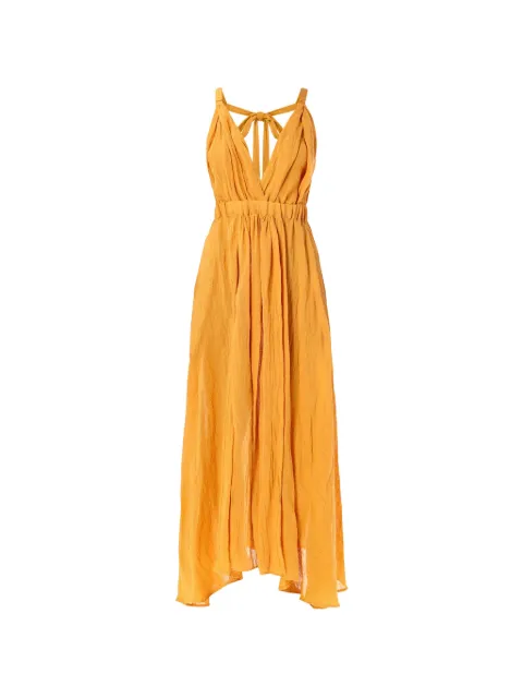 120% Lino ruched tie-fastening dress Orange 33BLIW4PLI000G486704242