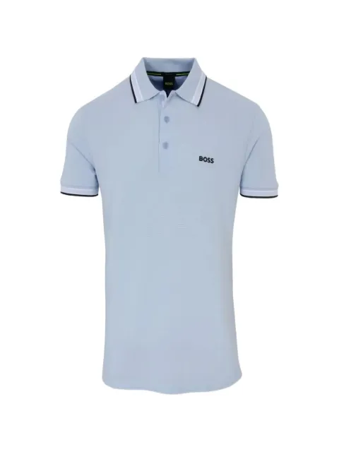 BOSS logo-embroidered tipped polo shirt Blue 50469055