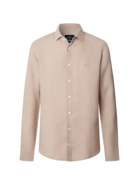 Hackett London garment-dyed linen shirt Brown HM3010636