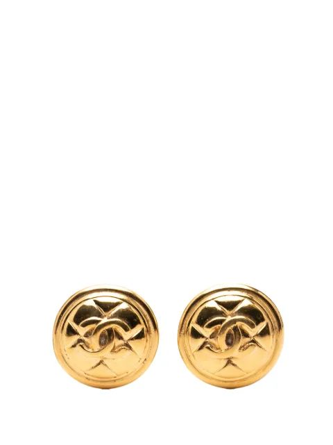 CHANEL Pre-Owned 1970-1980 CC Gold Plated Quilted Round Clip On Earrings costume earrings Gold J4MTUDXWQKY9X7CN