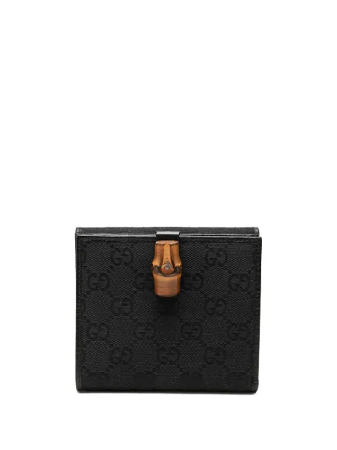 Gucci Pre-Owned 2000-2015 GG Canvas and Leather Bamboo Compact Wallet small wallets Black OKUV2NDE6M4976B3