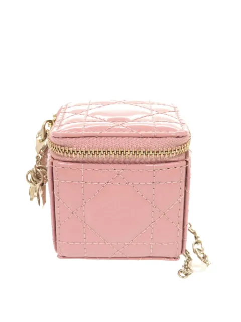Christian Dior Pre-Owned 2022 Micro Patent Cannage Lady Dior Cube pouch Pink G9RFZR33Z5804154