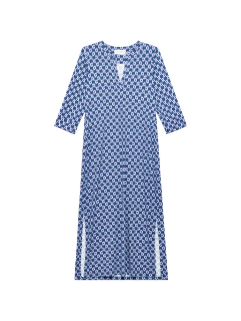 MALIPARMI Diamond Glow geometric-print midi dress Blue JF667370674D8096
