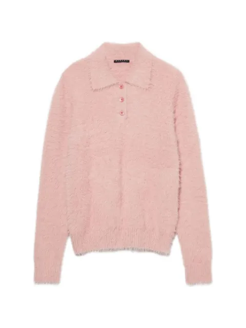 Sisley long-sleeve knitted polo shirt Pink 19VBM300B