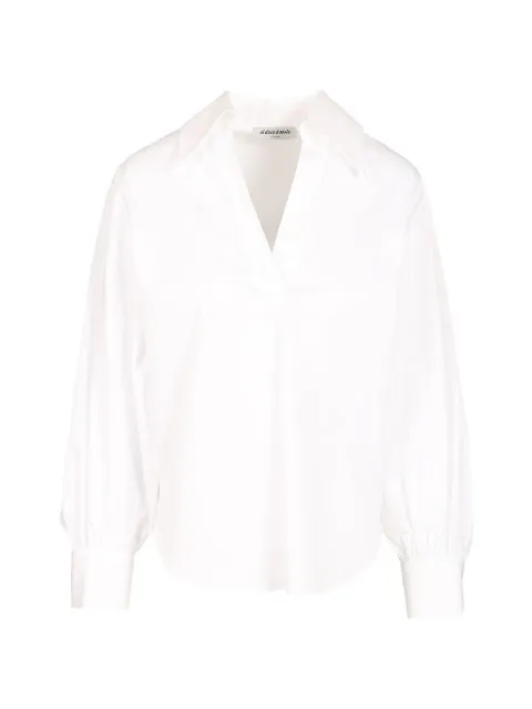 Al Duca D’Aosta 1902 V-neck spread-collar cotton blouse White 3419