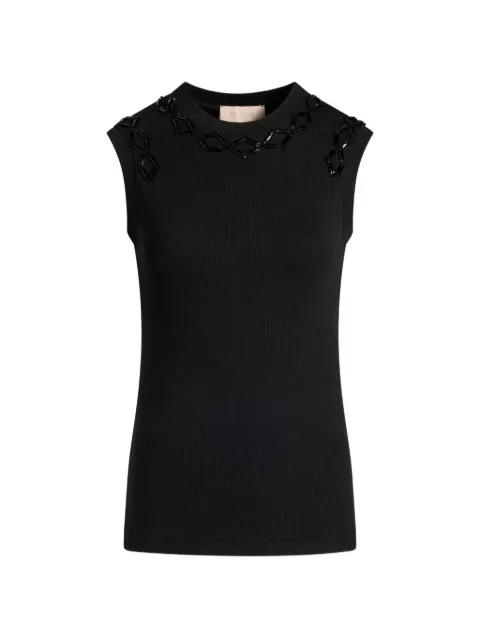 Circus Hotel sequin-embellished ribbed top Black H6ST03