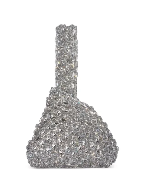 Hibourama Niky crystal-embellished woven tote bag Silver PE26HIBNIKY