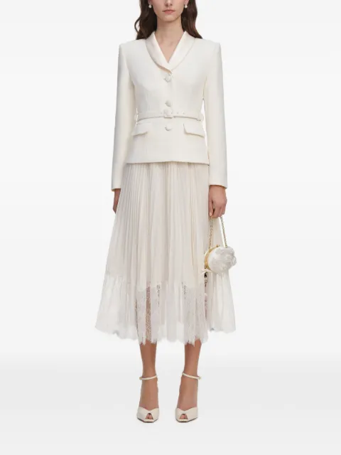 Self-Portrait cream bouclé shawl collared midi dress Neutrals PF26144M