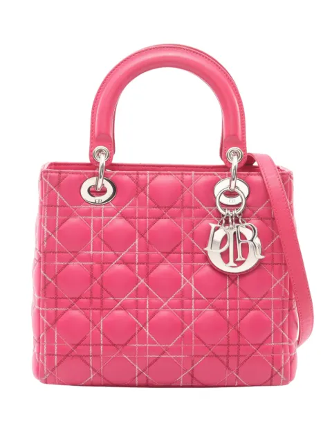 Christian Dior Pre-Owned 2010-2026 Medium Lambskin Cannage Lady Dior satchel Pink 6CLXTV993THXBIR2