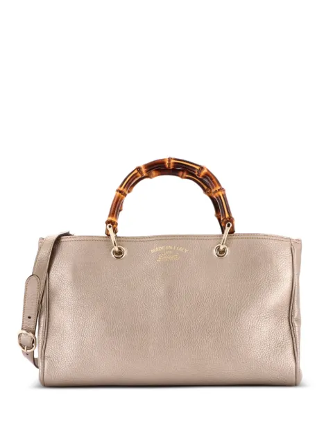 Gucci Pre-Owned Bamboo Shopper Leather Medium tote bag Metallic ZGGNKKS0KCMZPLBE