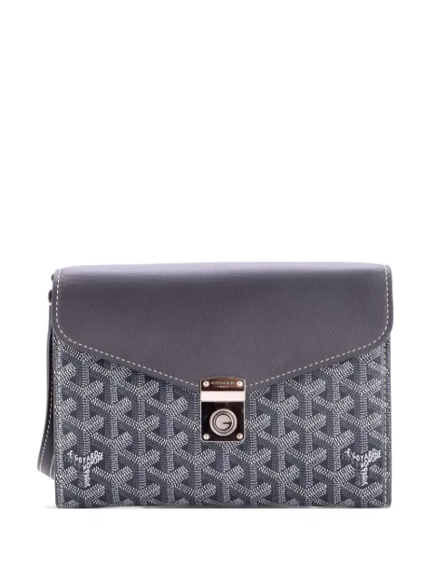 Goyard Pre-Owned Chypre Wallet on Strap Coated Canvas with Leather crossbody bag Grey QYO6E5Y6RHOPKUH9