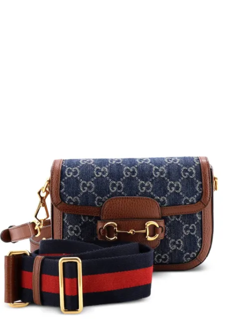 Gucci Pre-Owned Horsebit 1955 GG Denim Mini shoulder bag Blue N5GIQ4E33W2EQW8R