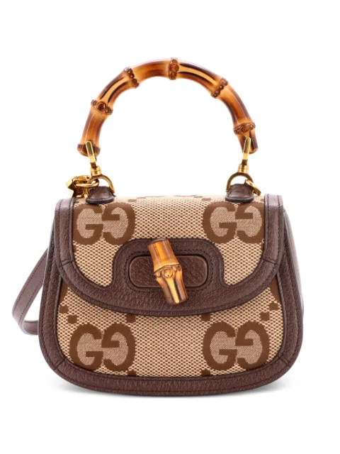 Gucci Pre-Owned Bamboo 1947 Top Handle Bag Jumbo GG Canvas Mini crossbody bag Brown 6IXNUALPSE0V5S8U