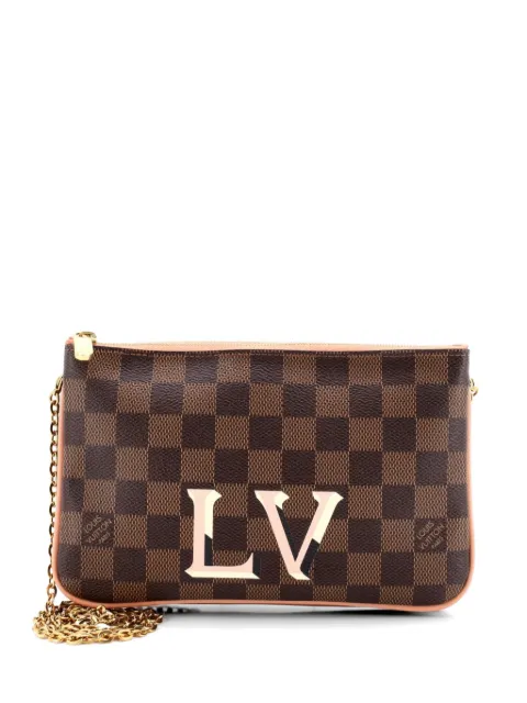 Louis Vuitton Pre-Owned Double Zip Pochette Damier clutch bag Brown 0CDFYI0QU56RLE2X