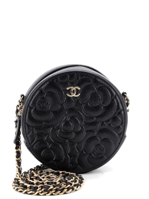 CHANEL Pre-Owned Round Clutch with Chain Camellia Caviar Mini crossbody bag Black Y97WWLW0ERICKV0W