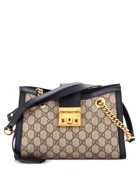 Gucci Pre-Owned Padlock Chain Tote GG Coated Canvas with Leather Small shoulder bag Black NC0TSAHOFYHM28OD