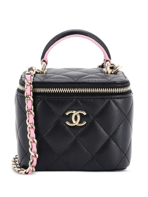 CHANEL Pre-Owned Classic Top Handle Vanity Case with Chain Quilted Lambskin Mini crossbody bag Black DL80PQJNKJKKW3F0