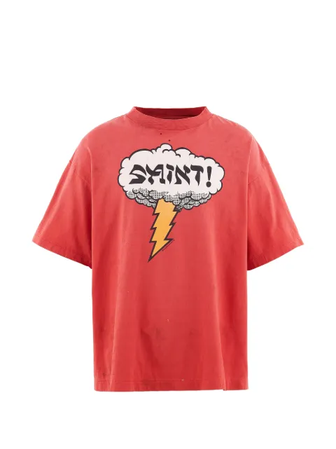 SAINT MXXXXXX graphic-print distressed T-shirt Red SM26SSMMK80000024RE