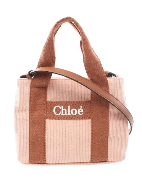 Chloé Pre-Owned 2010-2026 Corduroy Logo satchel Pink 1DEZDMHC0Y6WR812