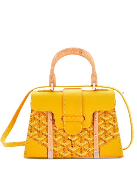 Goyard Pre-Owned Structured Saigon Top Handle Bag Coated Canvas with Leather Mini satchel Yellow FIHIZM1XQX5EARO8