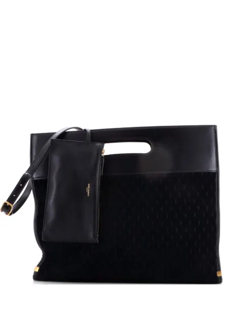 Saint Laurent Pre-Owned Cutout Convertible Monogram All Over Suede tote bag Black F3M2UCKOZ2A9WQW3