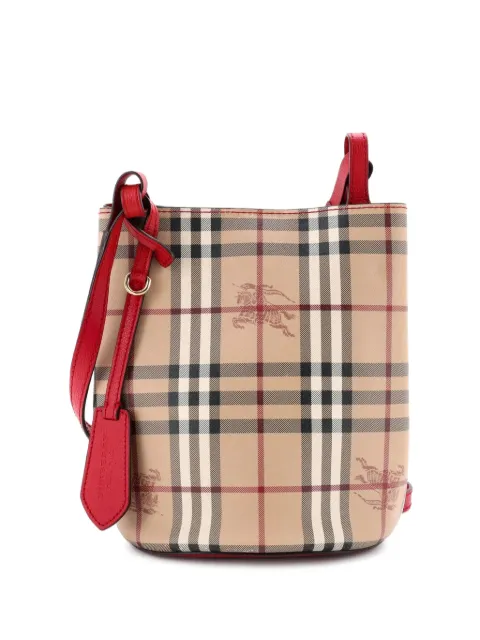 Burberry Pre-Owned Lorne Haymarket Coated Canvas Small bucket bag Brown 63WW48OKECVAE6BW