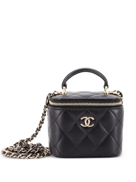 CHANEL Pre-Owned Classic Top Handle Vanity Case with Chain Quilted Lambskin Mini crossbody bag Black LZDBDUSELDGQHUJH