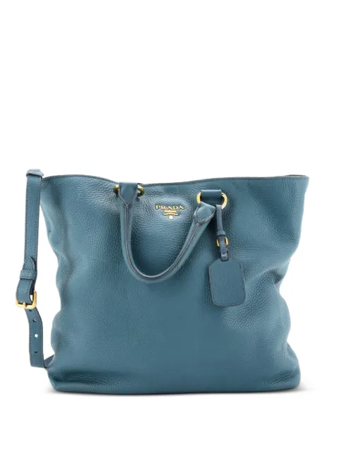 Prada Pre-Owned Convertible Shopper Vitello Daino Large tote bag Blue 4DTLUZ6K7IU40SYU