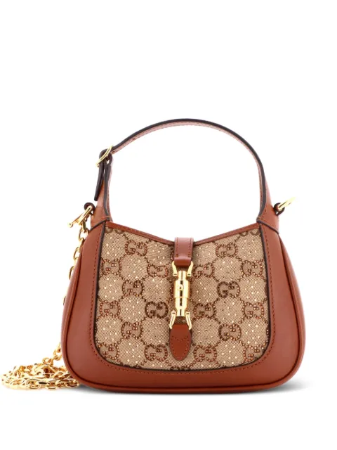 Gucci Pre-Owned Jackie 1961 Chain Crystal Embellished GG Canvas Mini hobo bag Brown JKMCK7MSAG4RCUZH