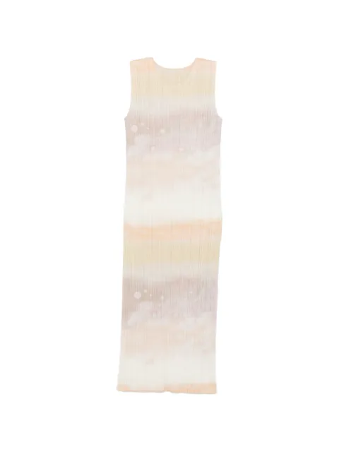Pleats Please Issey Miyake pleated abstract-print midi dress Neutrals PP66JH716