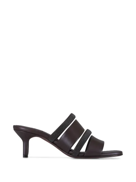 Brunello Cucinelli Monili-embellished leather sandals Brown MZSKC3287PC8279