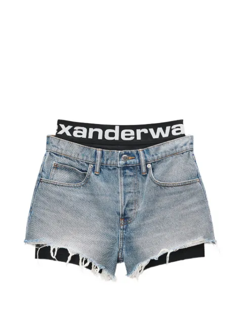 Alexander Wang layered logo-waistband shorts Blue 4DC3264302