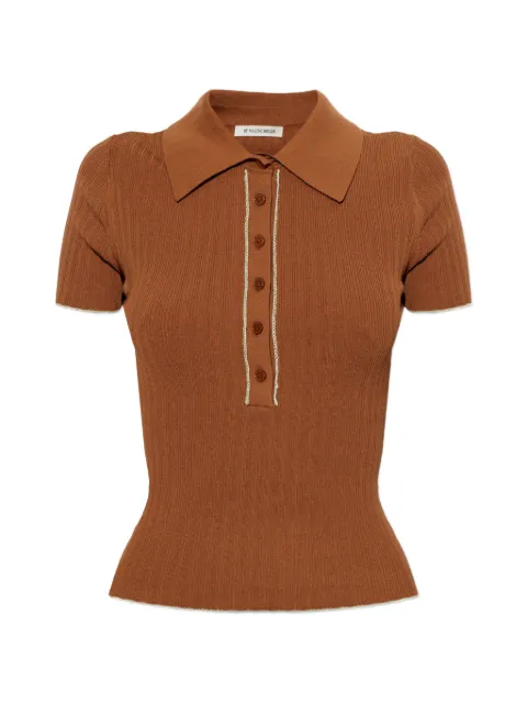 By Malene Birger Benita ribbed-knit polo shirt Brown 104012