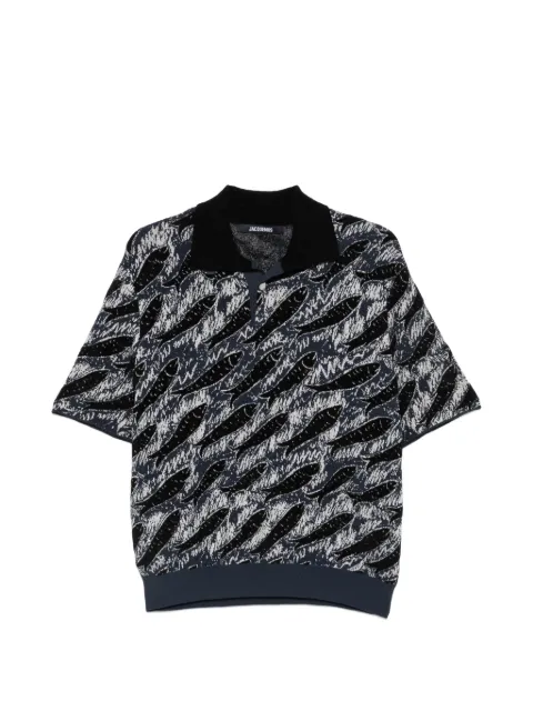 Jacquemus fish-print polo shirt Black POM00628AK00351