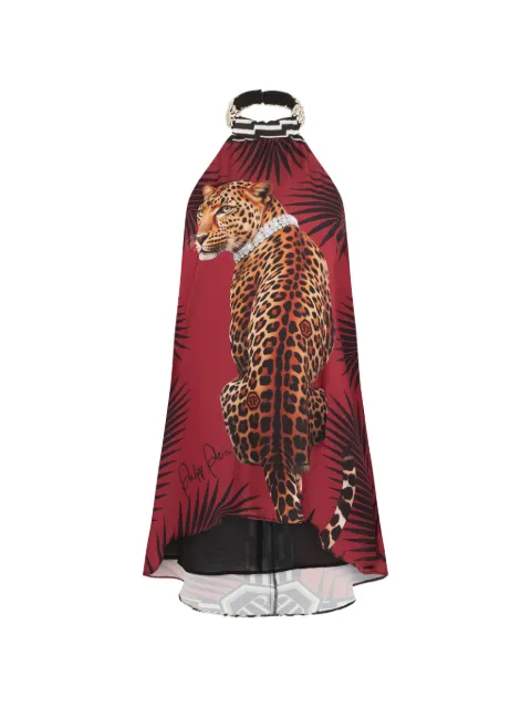 Philipp Plein halter-short dress Panthere Prive Red AAFCWRG3667PTE003N