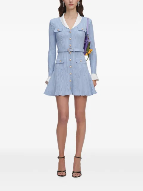 Self-Portrait blue ribbed knit mini dress Blue PF26131SB