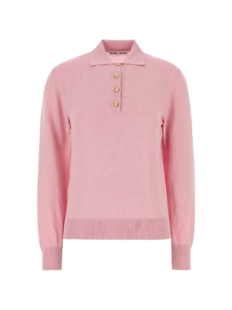 Blazé Milano fine-knit button-down polo shirt Pink PUKNI13COSE
