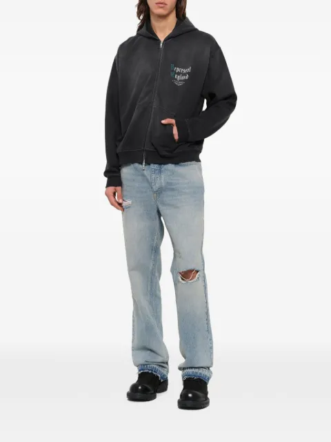Represent logo-print zip-up hoodie Black MLM3537