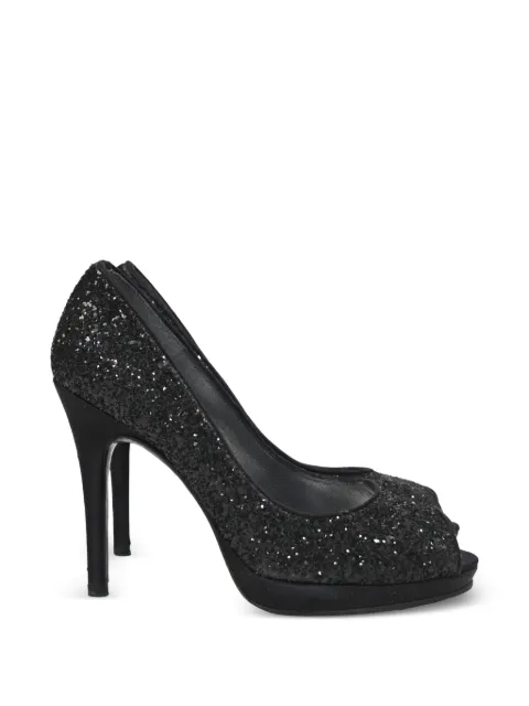 Stuart Weitzman Glitter peep-toe pumps Black NAPPUHKSH456971W