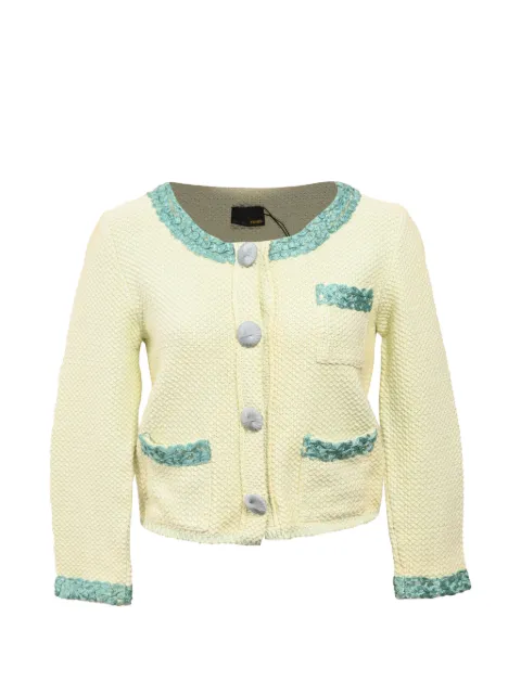 Fendi Pre-Owned knitted embellished-button sweater Yellow TONPUHKCL423354W