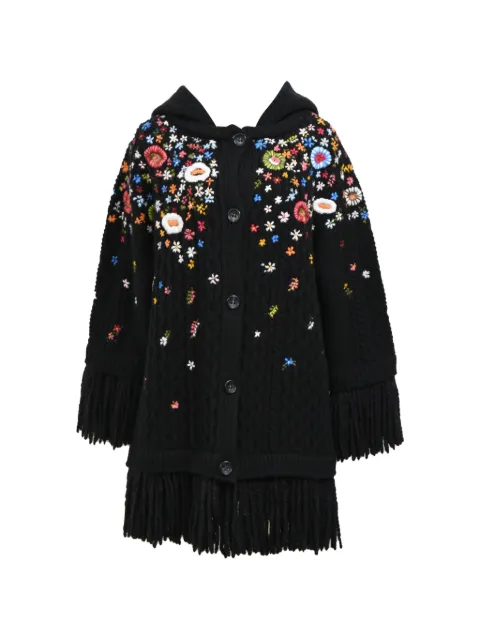 Red Valentino Vintage embroidered fringed cardigan Black NAPPUHKCL458656W