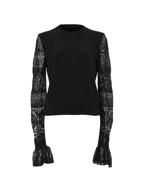 Alexander McQueen Pre-Owned ruffled crochet-knit sweater Black NAPPUHKCL457099W