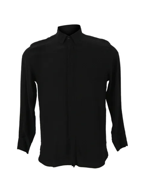 Saint Laurent Pre-Owned textured cotton shirt Black MRPPUHKCL448444M