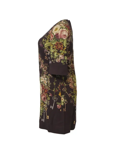 Dolce & Gabbana Pre-Owned Flowers and Keys printed mini dress Brown NAPPUHKCL410486W