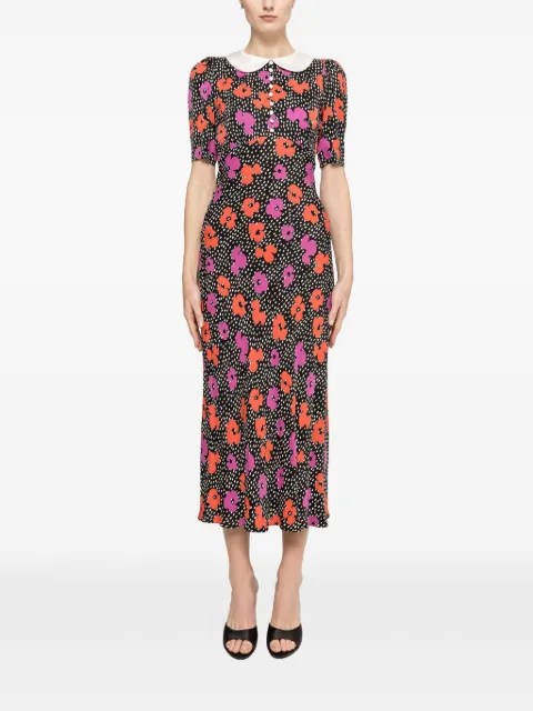 NISSA floral-print midi dress Black RZ16622