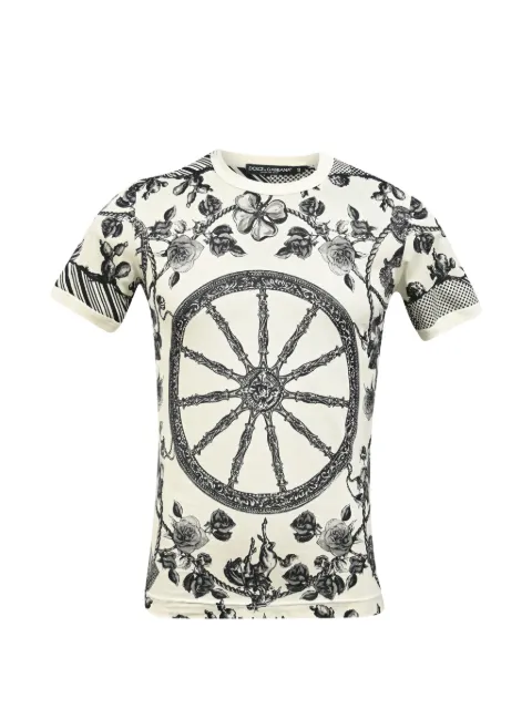 Dolce & Gabbana Pre-Owned rose-print pique T-shirt Neutrals MRPPUHKCL454199M