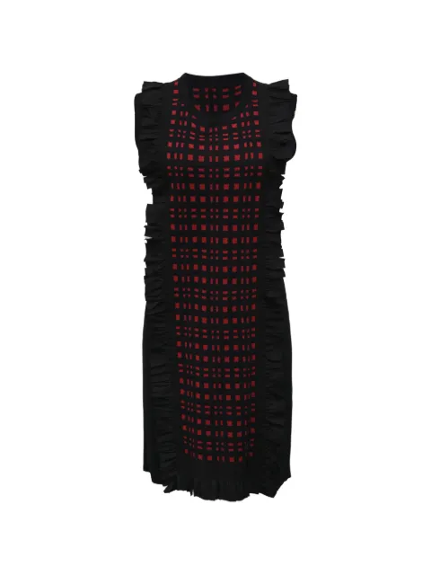 Fendi Pre-Owned checkered ruffle-detail dress Black NAPPUHKCL424615W