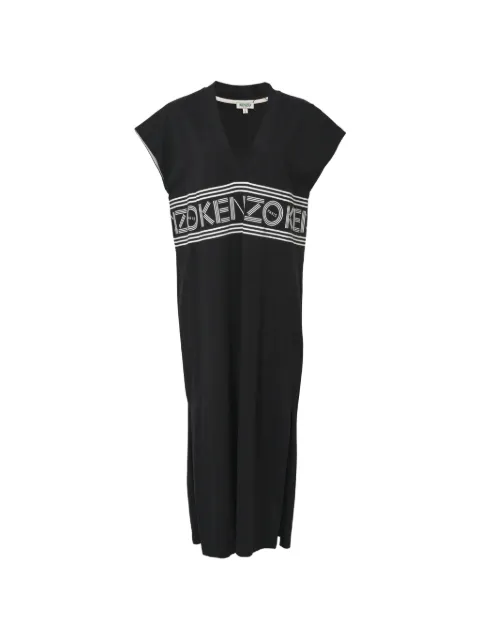 Kenzo Pre-Owned V-neck logo dress Black NAPPUHKCL373966W